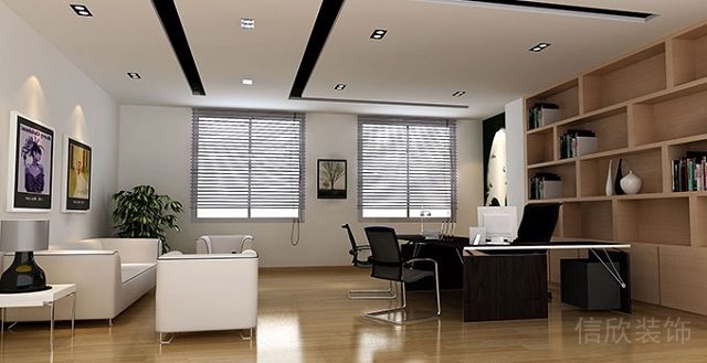 總經(jīng)理辦公室裝修平面天花吊頂黑色燈槽