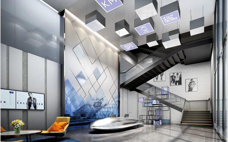 5米高空辦公室前臺(tái)區(qū)流線型前臺(tái)設(shè)計(jì)圖