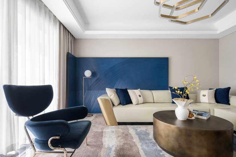 深圳羅湖萬(wàn)科三居室輕奢風(fēng)格樣板房設(shè)計(jì)案例客廳