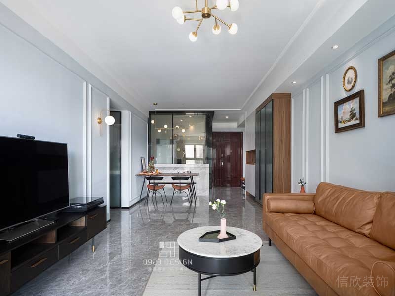 深圳鹽田現(xiàn)代美式精裝房裝修設(shè)計(jì)客餐廳