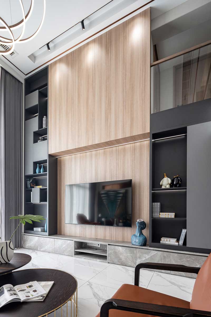 深圳羅湖區(qū)現(xiàn)代輕奢風(fēng)家居裝修設(shè)計電視背景墻