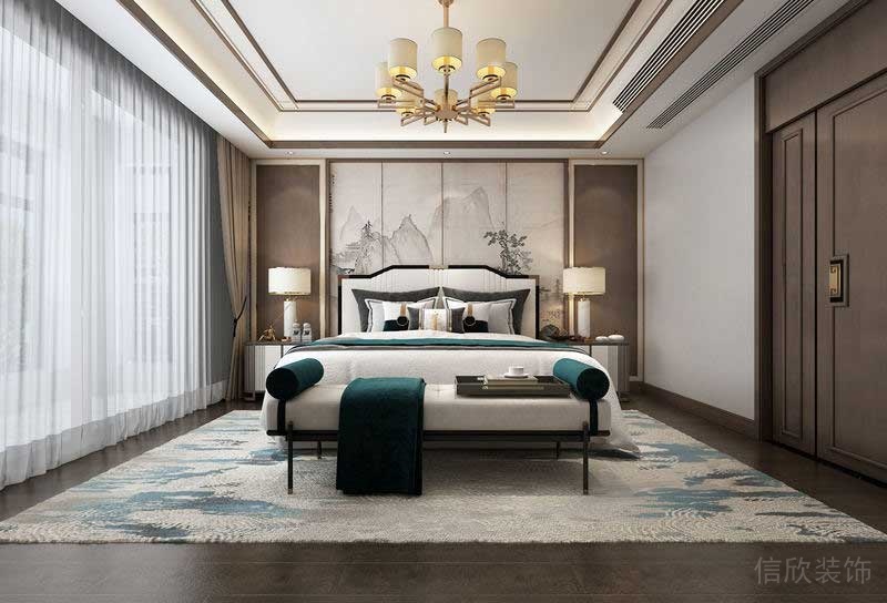 深圳福田新中式家居住宅裝修設(shè)計(jì)效果圖主臥