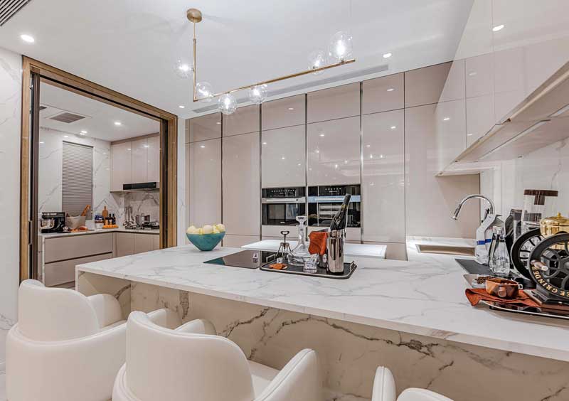 深圳龍崗區(qū)橫崗輕奢風(fēng)格新房裝修工程吧臺(tái)