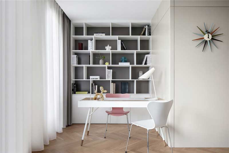 深圳龍華區(qū)現(xiàn)代中式風(fēng)格舊房裝修改造完工后實景圖女兒房學(xué)習(xí)區(qū)