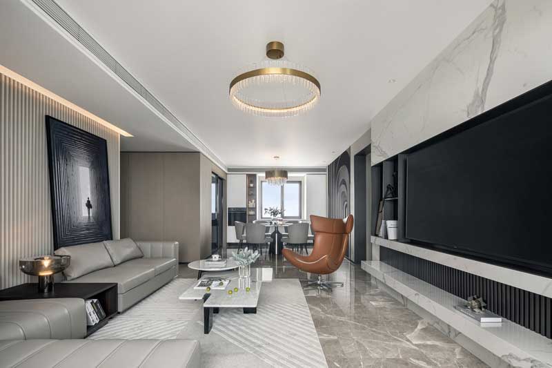 門深圳鹽田現(xiàn)代簡(jiǎn)約家居住宅裝修設(shè)計(jì)客廳天花吊頂