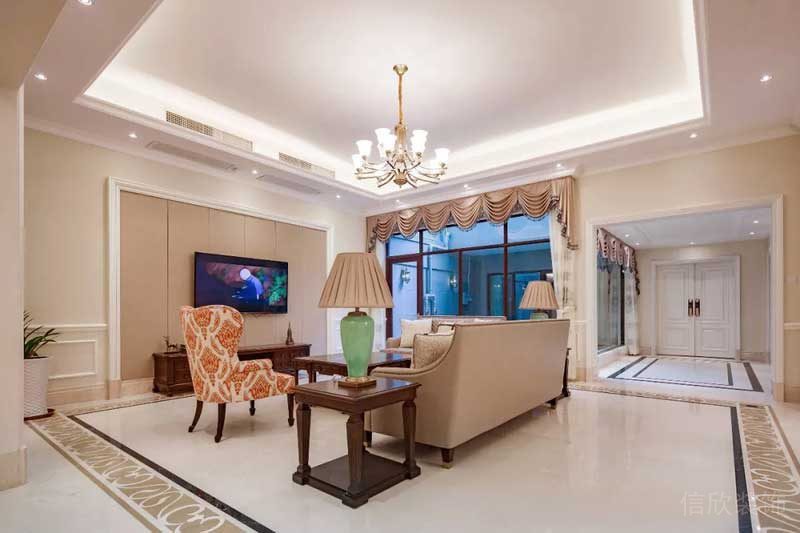 深圳寶安碧桂園簡歐風(fēng)格別墅樣板間設(shè)計客廳