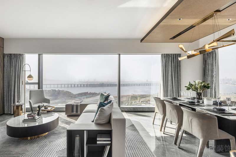 深圳鹽田區(qū)現代輕奢家庭裝修設計客餐廳家具