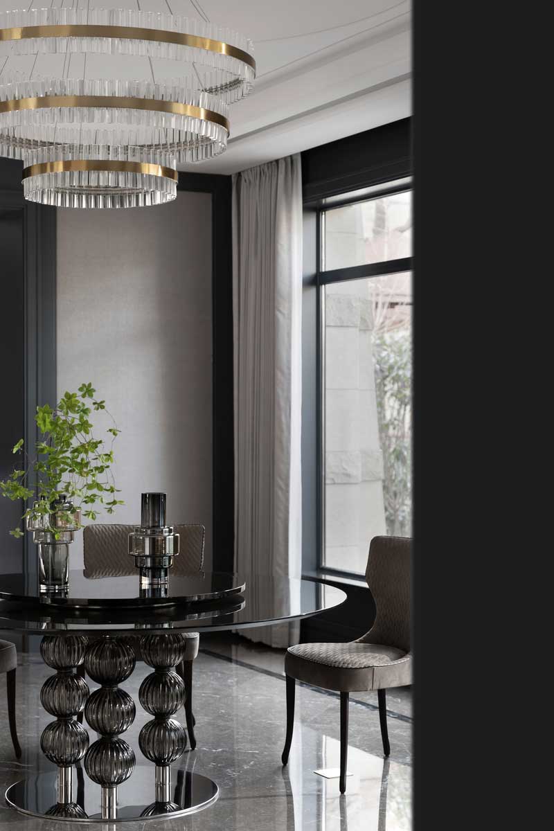 深圳南山白石洲美式輕奢風(fēng)二手房翻新改造裝修餐桌餐椅