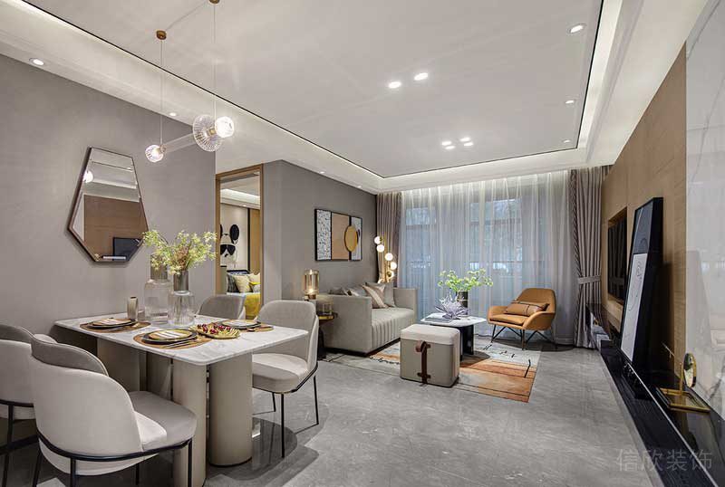 深圳鹽田區(qū)現(xiàn)代輕奢風(fēng)家庭住房裝修設(shè)計案例客餐廳