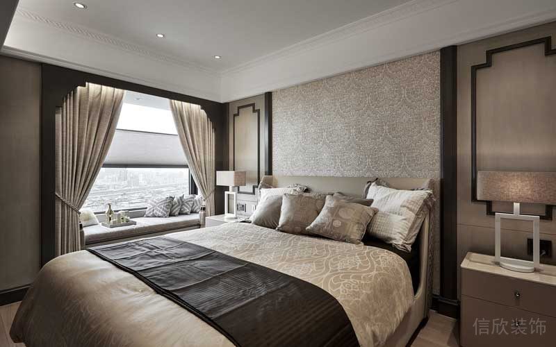 深圳福田區(qū)美式極簡(jiǎn)風(fēng)格家庭裝修設(shè)計(jì)案例主臥睡床