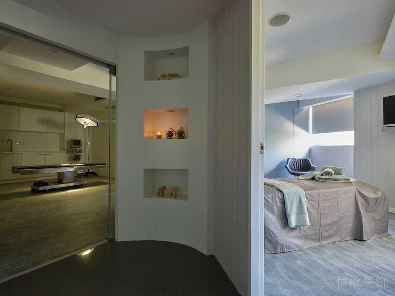 深圳南山西麗暖色調(diào)美式極簡家裝裝修按摩房入口處