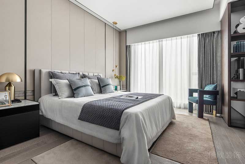深圳鹽田區(qū)現代輕奢家庭裝修設計主臥