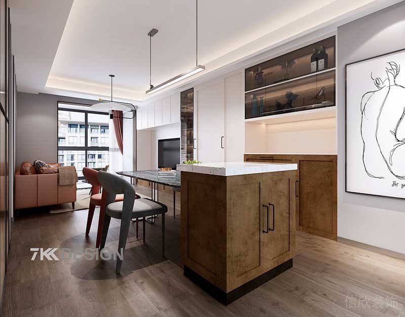深圳福田區(qū)現(xiàn)代風(fēng)格小戶型精裝修餐廳島臺