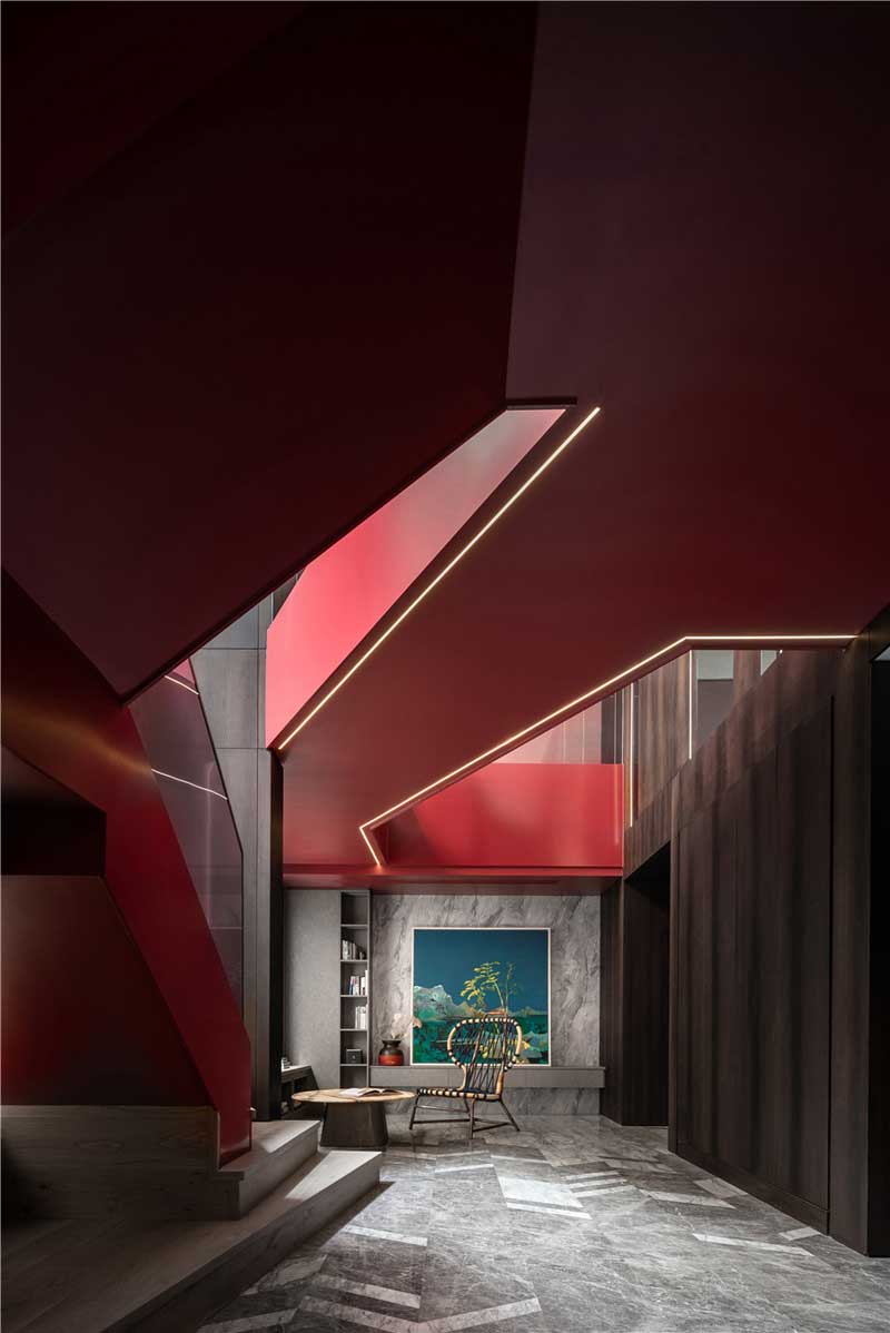 深圳寶安新中式田園風(fēng)別墅裝修地下室走廊