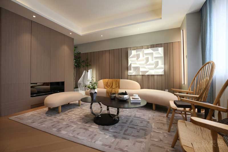 深圳羅湖區(qū)現(xiàn)代輕奢風(fēng)200平方家庭住房裝修起居室