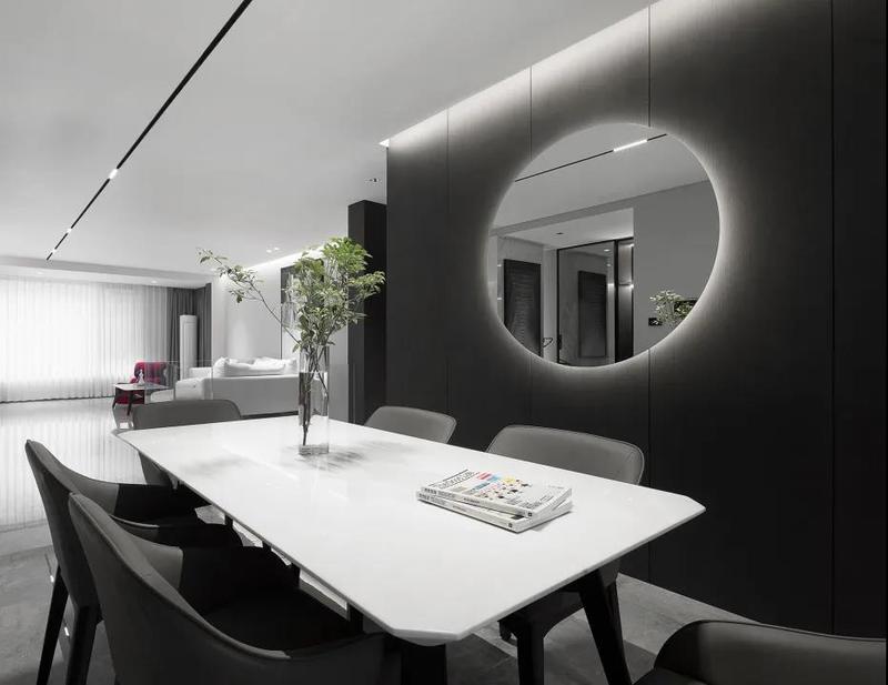 深圳鹽田極簡風(fēng)格家庭住宅裝修設(shè)計餐廳藝術(shù)掛飾