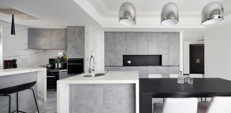 深圳龍崗區(qū)灰白色簡約風(fēng)格家居裝修效果圖餐廳