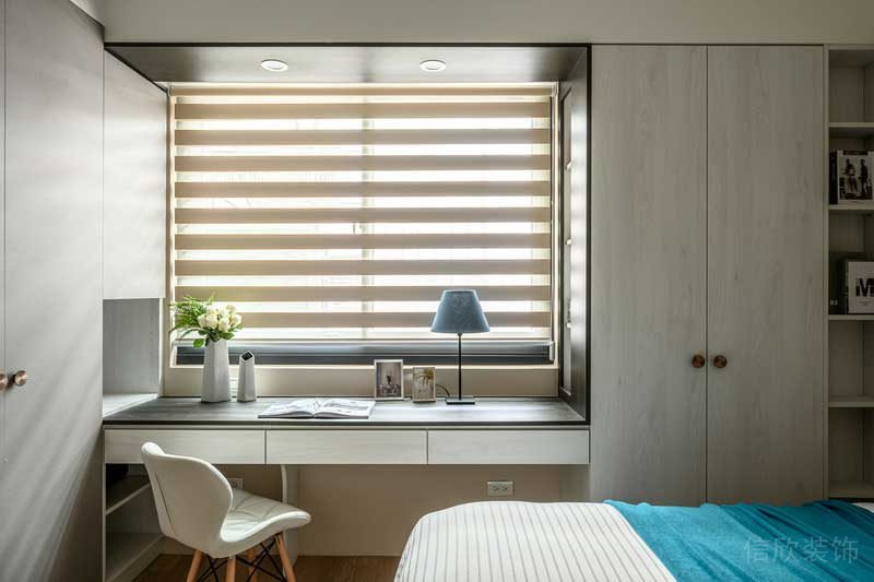 深圳鹽田區(qū)沙頭角北歐風(fēng)格舊房翻新改造裝修主臥書臺