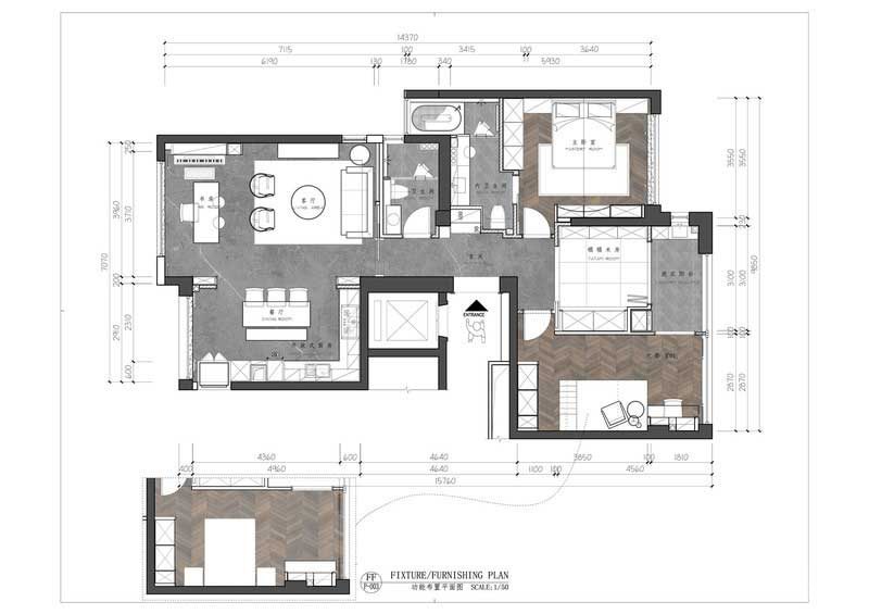 深圳羅湖區(qū)黑白色簡(jiǎn)約風(fēng)格家居裝修圖平面布置圖