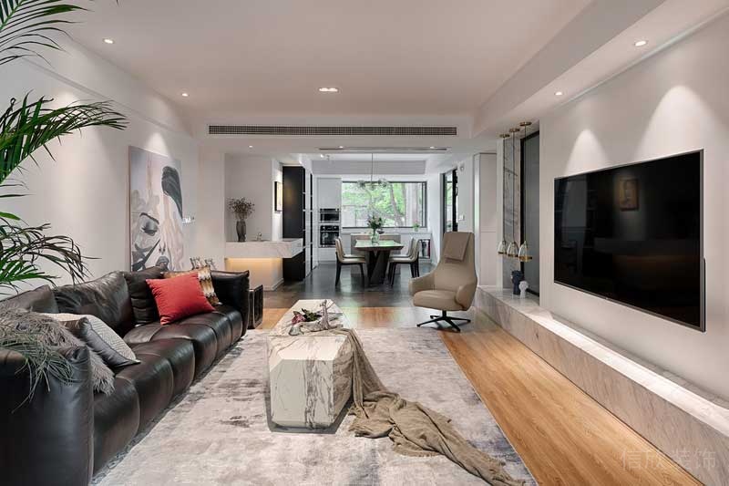 深圳羅湖現(xiàn)代北歐風家庭住宅舊房翻新裝修客廳效果圖