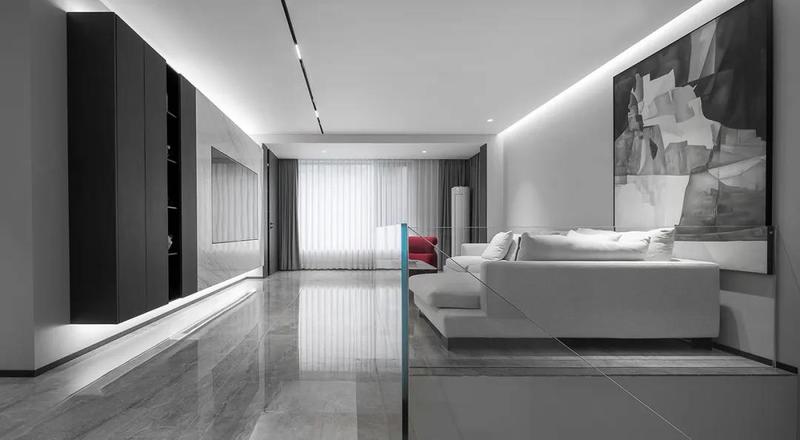 深圳鹽田極簡風(fēng)格家庭住宅裝修設(shè)計客廳