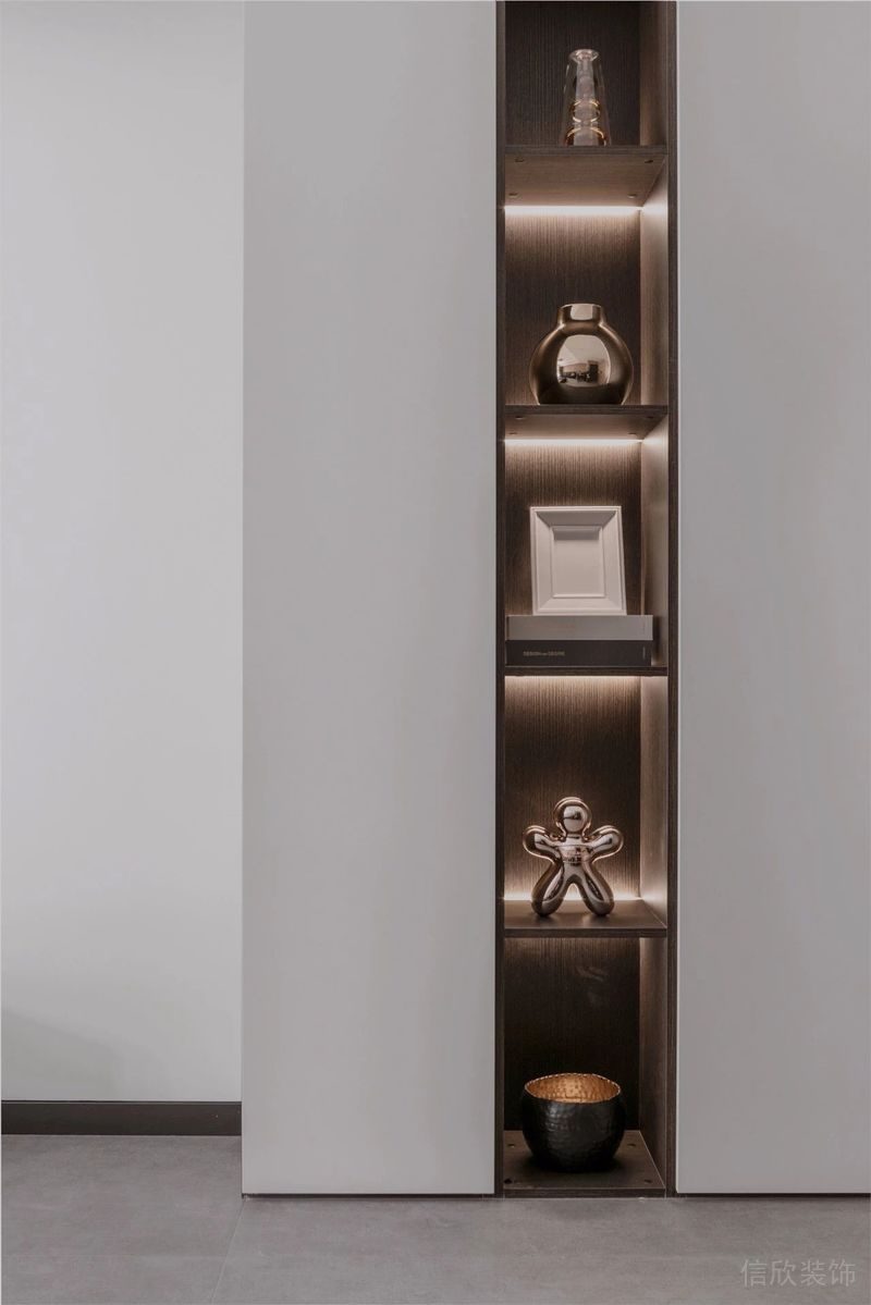 深圳福田區(qū)筆架山極簡(jiǎn)風(fēng)新房裝修設(shè)計(jì)案例裝飾陳列柜