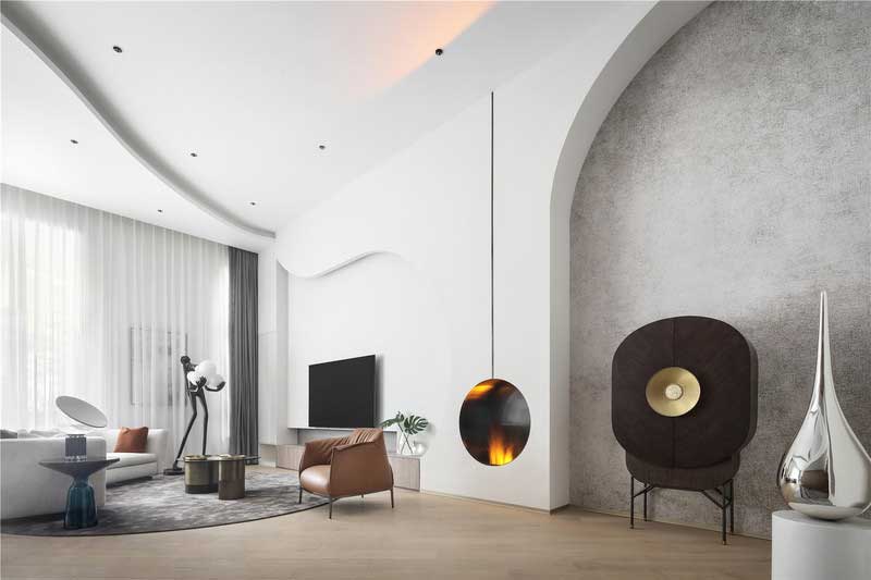 深圳龍華區(qū)現(xiàn)代中式風(fēng)格舊房裝修改造完工后實景圖客廳墻體