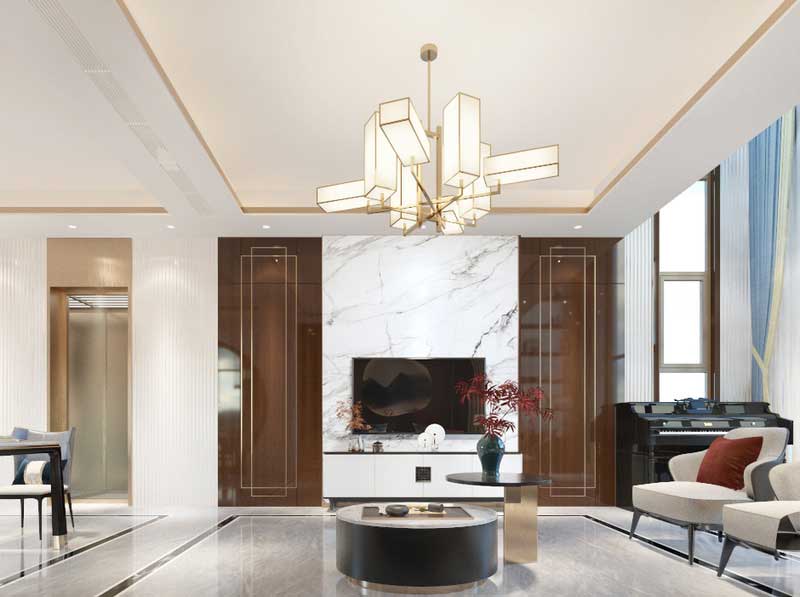 深圳南山區(qū)新中式家庭新房裝修工程施工方案電視背景墻