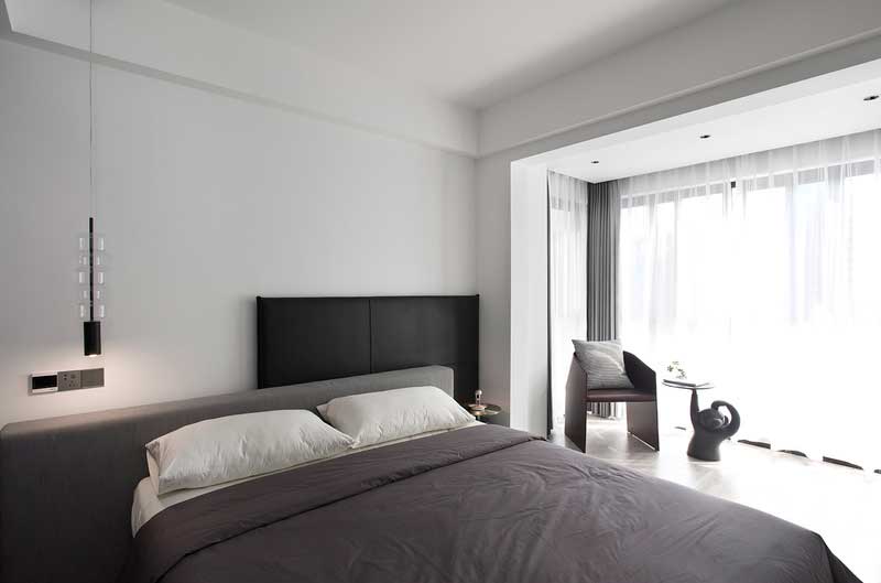 深圳鹽田美式極簡風(fēng)家庭新房裝修工程案例主臥