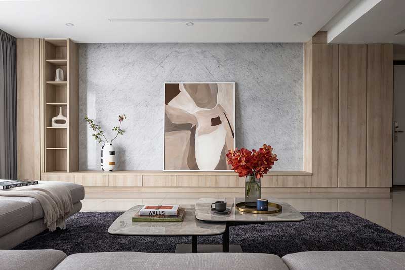 深圳羅湖輕奢風(fēng)格家庭新房裝修設(shè)計(jì)工程客廳背景墻