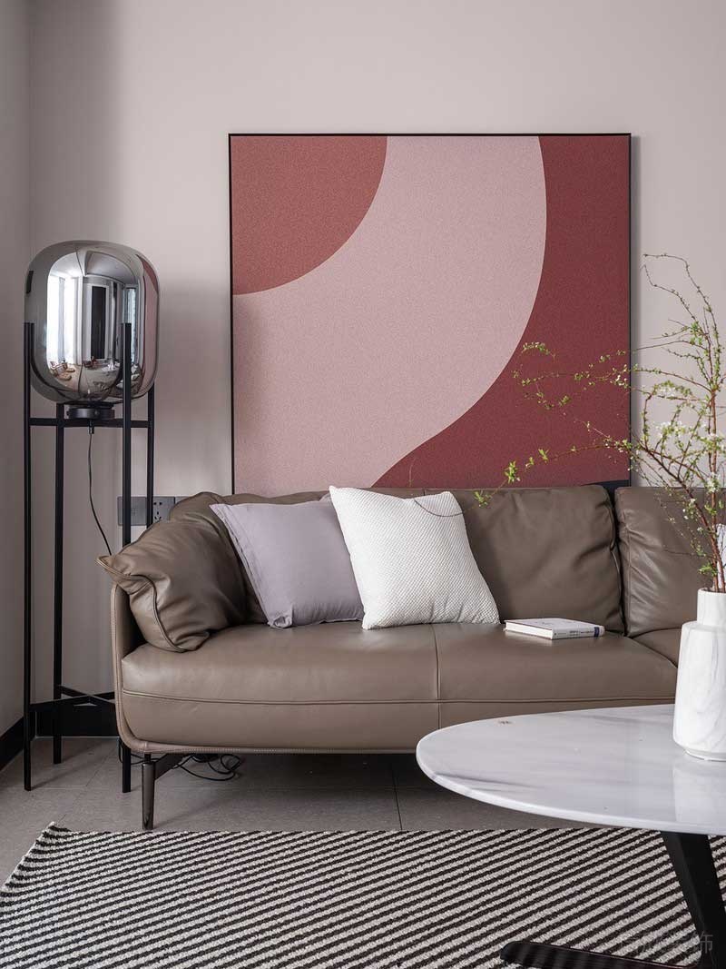 深圳龍崗北歐輕奢風家庭新房裝修設(shè)計客廳藝術(shù)畫