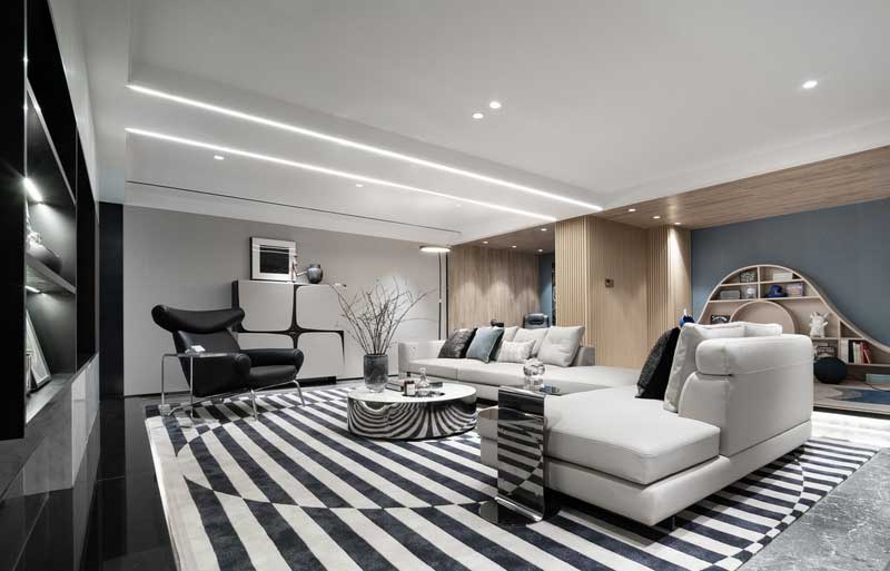 深圳福田現(xiàn)代北歐風(fēng)家居裝修設(shè)計客廳休閑區(qū)