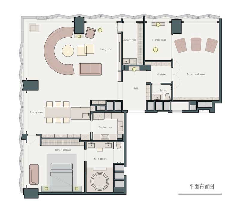 深圳鹽田區(qū)輕奢風格舊房裝修施工案例平面布置圖