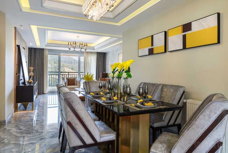 深圳龍華觀瀾現(xiàn)代輕奢家庭別墅裝飾設(shè)計(jì)餐廳