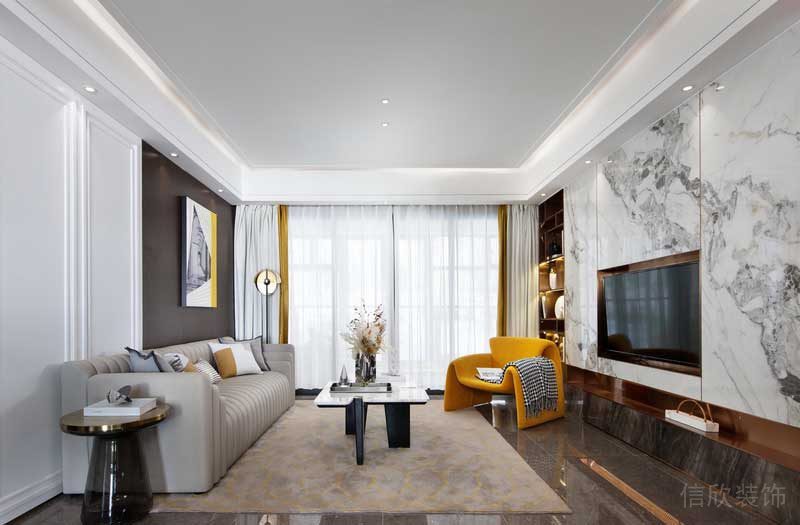深圳龍崗坂田萬(wàn)科第五園輕奢風(fēng)大戶型樣板間設(shè)計(jì)客廳