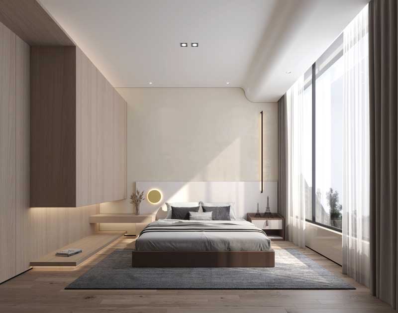 深圳南山區(qū)西麗輕奢新中式舊房三居室裝修長(zhǎng)輩房