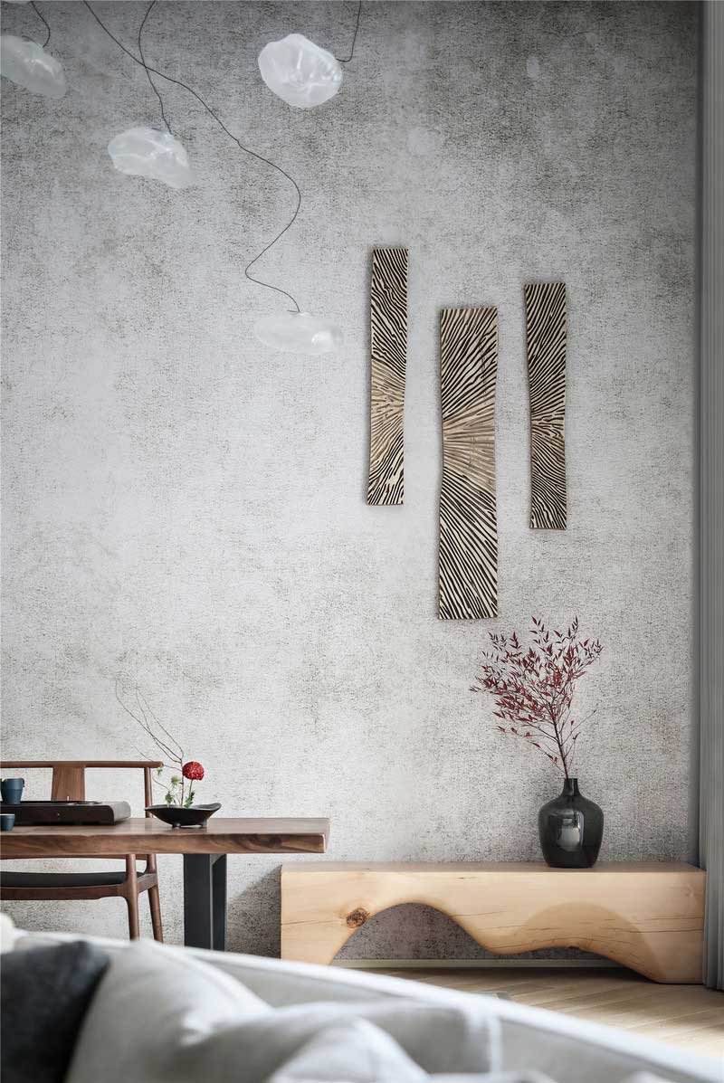 深圳龍華區(qū)現(xiàn)代中式風(fēng)格舊房裝修改造完工后實景圖品茶區(qū)花藝裝飾