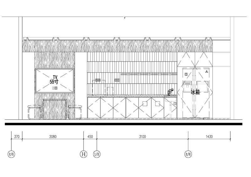 寶安區(qū)簡約風(fēng)格辦公室裝修設(shè)計(jì)茶水區(qū)操作臺立面圖