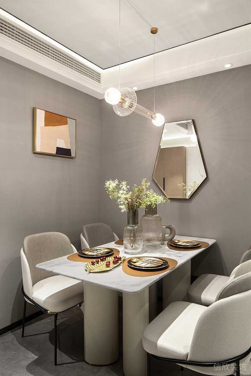 深圳鹽田區(qū)現(xiàn)代輕奢風(fēng)家庭住房裝修設(shè)計案例餐桌