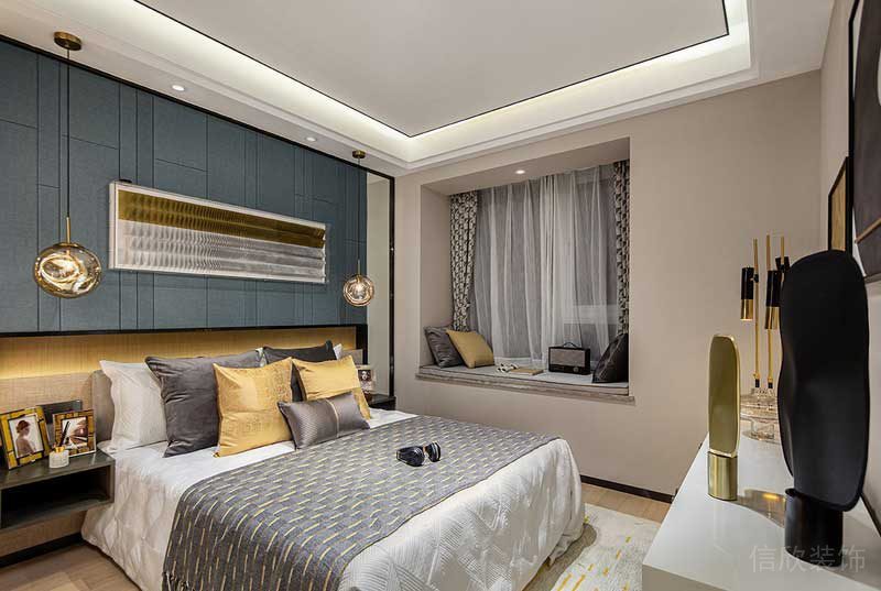 深圳鹽田區(qū)現(xiàn)代輕奢風(fēng)家庭住房裝修設(shè)計案例主臥