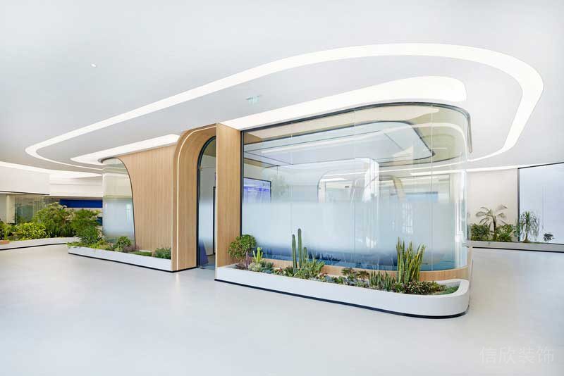 深圳龍華現(xiàn)代風(fēng)格大型辦公室裝修設(shè)計軟裝陳設(shè)