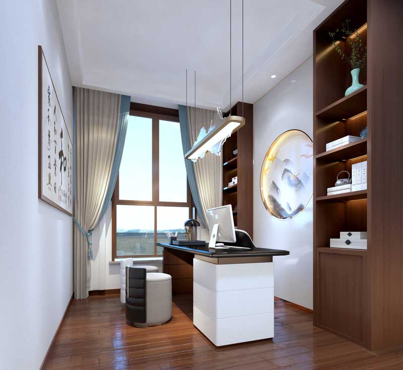 深圳南山區(qū)新中式家庭新房裝修工程施工方案書房