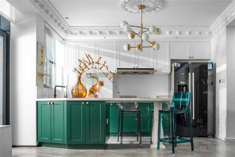 深圳南山科技園后現(xiàn)代風格家居裝修開放式廚房效果圖