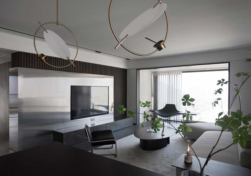 深圳鹽田美式極簡風(fēng)家庭新房裝修工程案例客廳家具