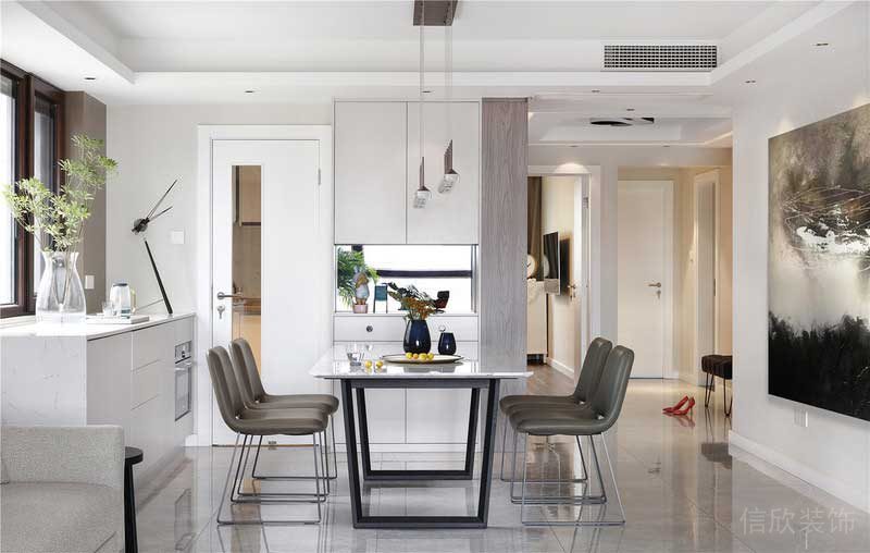 現(xiàn)在簡(jiǎn)約白色的餐廳裝修效果圖