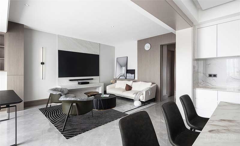 深圳羅湖區(qū)黑白色簡(jiǎn)約風(fēng)格家居裝修圖客廳家具