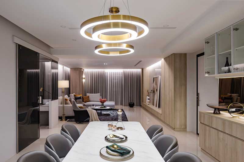 深圳羅湖輕奢風(fēng)格家庭新房裝修設(shè)計(jì)工程餐廳