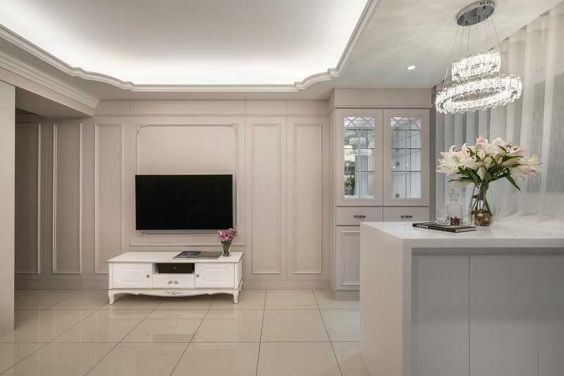 深圳鹽田區(qū)簡(jiǎn)歐風(fēng)格家居住房裝修設(shè)計(jì)電視背景墻