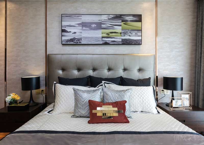 深圳龍華觀瀾現(xiàn)代輕奢家庭別墅裝飾設(shè)計(jì)主臥