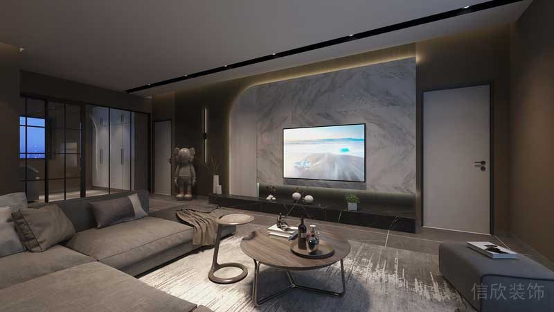 深圳羅湖現(xiàn)代美式家庭套房裝修實(shí)景圖客廳天花吊頂